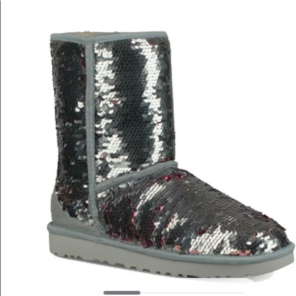 BRAND NEW UGG Silver Sequin Short Winter Boots